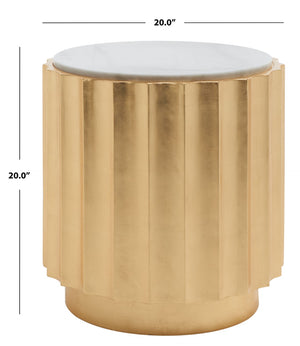 Safavieh ELODIE Gold Side Table with Marble Top – Chic Modern Accent for Living Rooms & Bedrooms Decor SFV3540A
