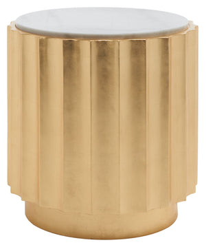 Safavieh ELODIE Gold Side Table with Marble Top – Chic Modern Accent for Living Rooms & Bedrooms Decor SFV3540A