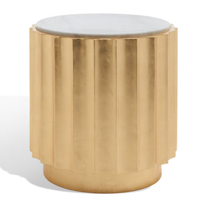 Safavieh ELODIE Gold Side Table with Marble Top – Chic Modern Accent for Living Rooms & Bedrooms Decor SFV3540A