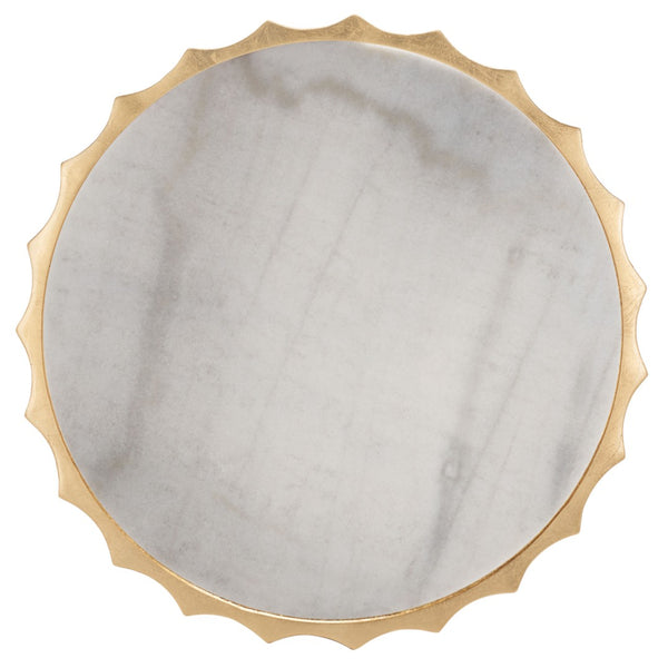 Safavieh ELODIE Gold Side Table with Marble Top – Chic Modern Accent for Living Rooms & Bedrooms Decor SFV3540A