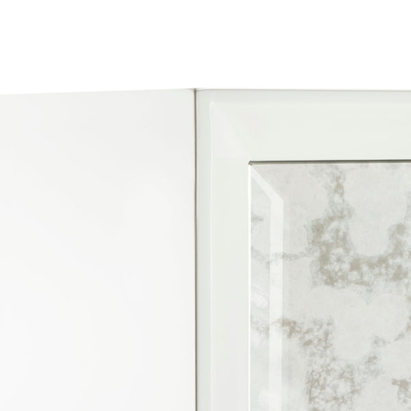 Safavieh Arcelia Acrylic Eglomise Cabinet White Antique Mirror ,Lucite ,Brass, Antique Mirror ,Lucite ,Brass Sfv3544A