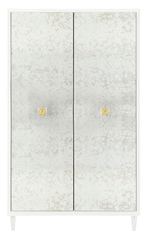 Safavieh Arcelia Acrylic Eglomise Cabinet White Antique Mirror ,Lucite ,Brass, Antique Mirror ,Lucite ,Brass Sfv3544A