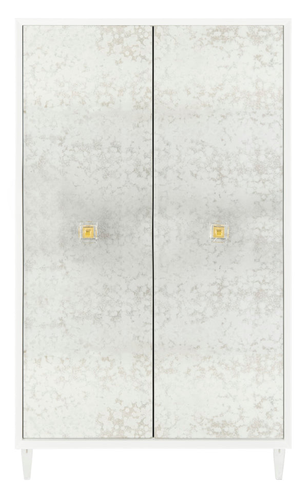 Safavieh Arcelia Acrylic Eglomise Cabinet White Antique Mirror ,Lucite ,Brass, Antique Mirror ,Lucite ,Brass Sfv3544A