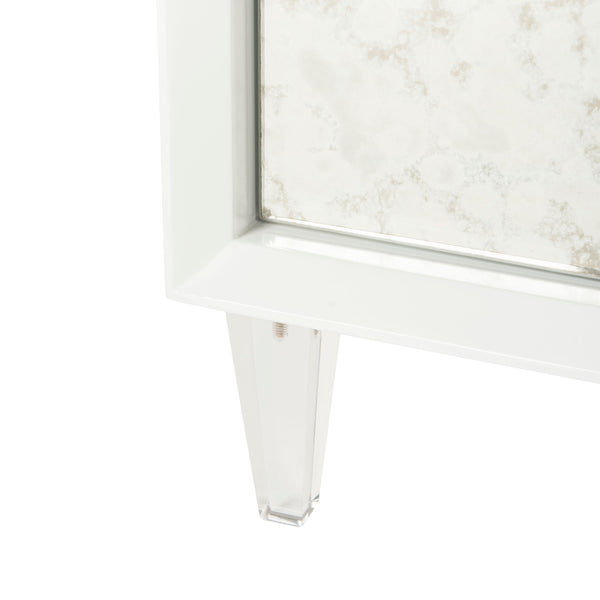 Safavieh Arcelia Acrylic Eglomise Cabinet White Antique Mirror ,Lucite ,Brass, Antique Mirror ,Lucite ,Brass Sfv3544A
