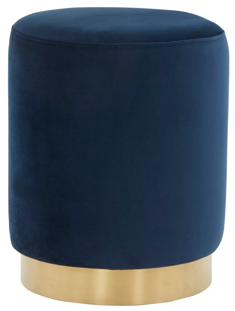 Safavieh ELSWORTH Velvet Ottoman with Sculptural Base - Luxurious Seating & Stylish Accent for Any Space Navy / Brass SFV3558A