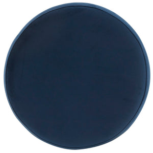 Safavieh ELSWORTH Velvet Ottoman with Sculptural Base - Luxurious Seating & Stylish Accent for Any Space Navy / Brass SFV3558A