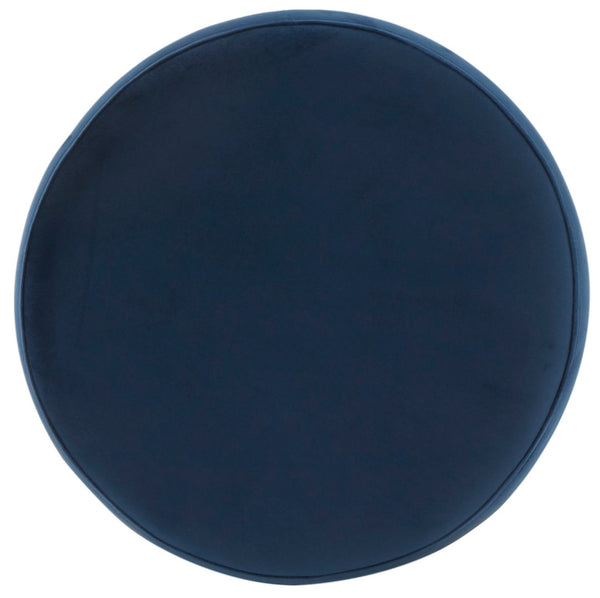 Safavieh ELSWORTH Velvet Ottoman with Sculptural Base - Luxurious Seating & Stylish Accent for Any Space Navy / Brass SFV3558A