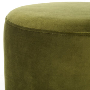 Safavieh ELSWORTH Velvet Ottoman with Sculptural Base - Luxurious Seating & Stylish Accent for Any Space Olive Green / Brass SFV3558D