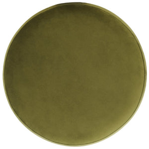 Safavieh ELSWORTH Velvet Ottoman with Sculptural Base - Luxurious Seating & Stylish Accent for Any Space Olive Green / Brass SFV3558D