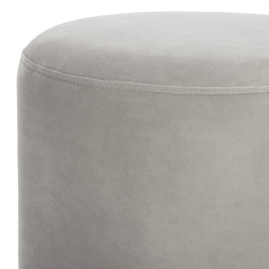 Safavieh ELSWORTH Velvet Ottoman with Sculptural Base - Luxurious Seating & Stylish Accent for Any Space Light Grey / Brass SFV3558E