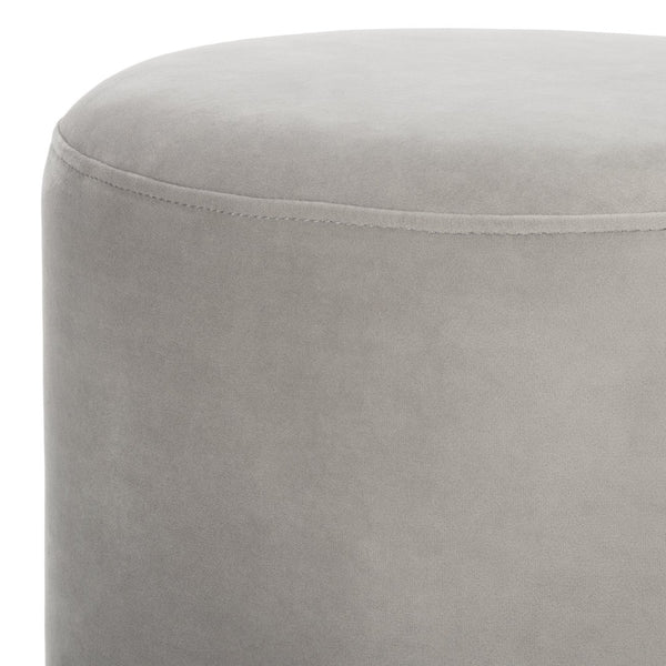Safavieh ELSWORTH Velvet Ottoman with Sculptural Base - Luxurious Seating & Stylish Accent for Any Space Light Grey / Brass SFV3558E