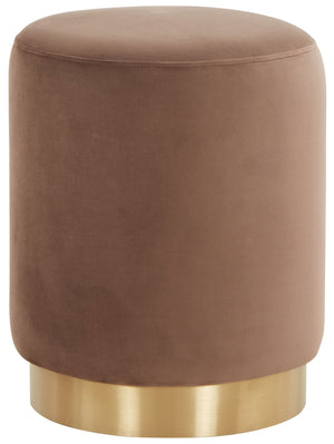 Safavieh Elsworth Luxurious Velvet Ottoman With Sculptural Base – Perfect For Seating Or Stylish Decor Brown ,Brass Wood ,Metal ,Fabric ,Foam Sfv3558f