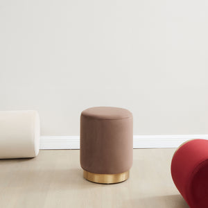 Safavieh Elsworth Luxurious Velvet Ottoman With Sculptural Base – Perfect For Seating Or Stylish Decor Brown ,Brass Wood ,Metal ,Fabric ,Foam Sfv3558f