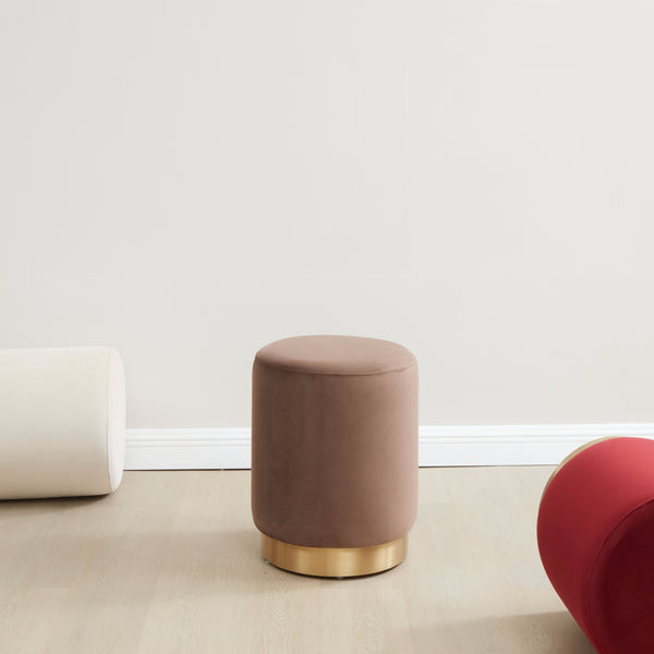 Safavieh Elsworth Luxurious Velvet Ottoman With Sculptural Base – Perfect For Seating Or Stylish Decor Brown ,Brass Wood ,Metal ,Fabric ,Foam Sfv3558f