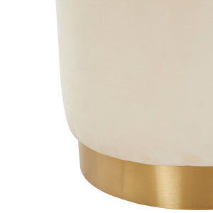 Safavieh Elsworth Luxurious Velvet Ottoman With Sculptural Base – Perfect For Seating Or Stylish Decor Cream ,Brass Wood ,Metal ,Fabric ,Foam Sfv3558g
