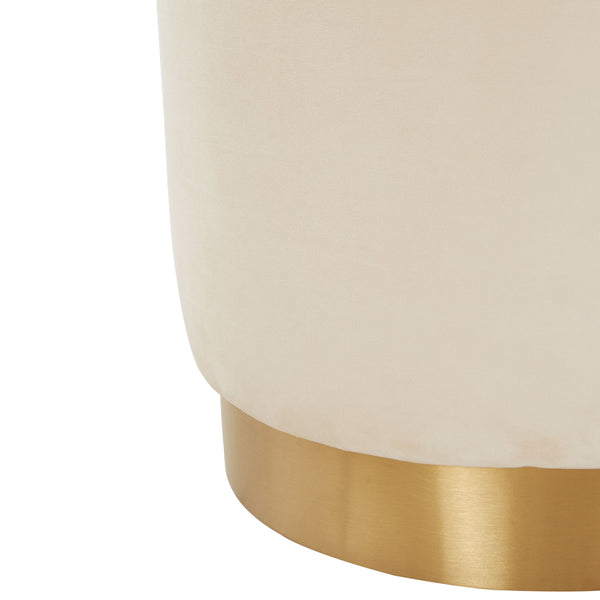 Safavieh Elsworth Luxurious Velvet Ottoman With Sculptural Base – Perfect For Seating Or Stylish Decor Cream ,Brass Wood ,Metal ,Fabric ,Foam Sfv3558g