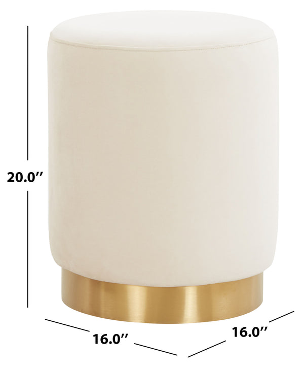 Safavieh Elsworth Luxurious Velvet Ottoman With Sculptural Base – Perfect For Seating Or Stylish Decor Cream ,Brass Wood ,Metal ,Fabric ,Foam Sfv3558g