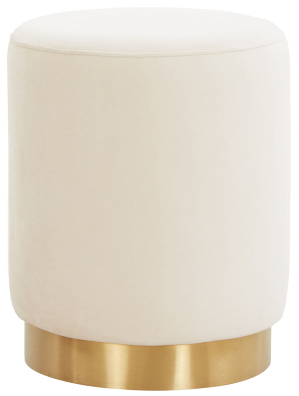 Safavieh Elsworth Luxurious Velvet Ottoman With Sculptural Base – Perfect For Seating Or Stylish Decor Cream ,Brass Wood ,Metal ,Fabric ,Foam Sfv3558g