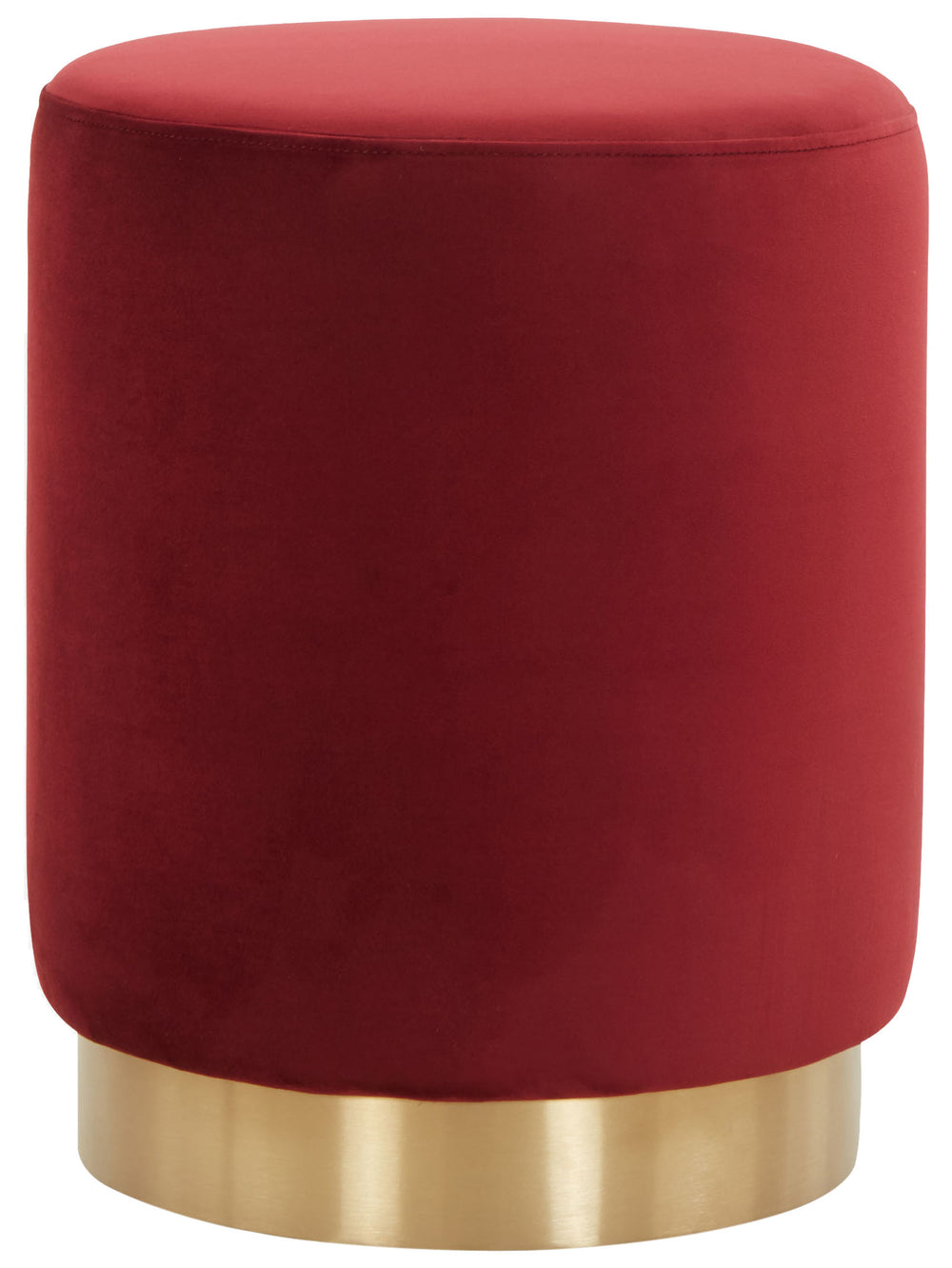 Safavieh Elsworth Luxurious Burgundy Velvet Ottoman With Sculptural Brass Base For Chic Living Room Style Burgundy ,Brass Wood ,Metal ,Fabric ,Foam Sfv3558h