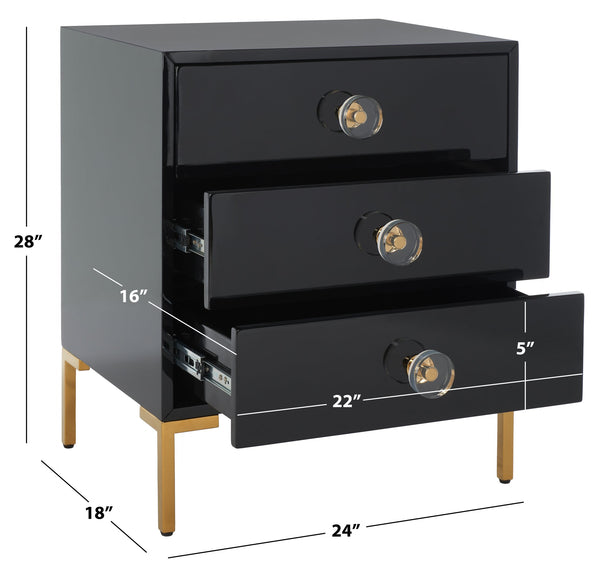 Safavieh Lucian 3-drawer Side Table In Black And Brass – Elegant Accent Piece For Modern Interiors Black ,Brass  Sfv3559a