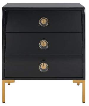 Safavieh Lucian 3-drawer Side Table In Black And Brass – Elegant Accent Piece For Modern Interiors Black ,Brass  Sfv3559a