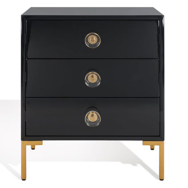 Safavieh Lucian 3-drawer Side Table In Black And Brass – Elegant Accent Piece For Modern Interiors Black ,Brass  Sfv3559a