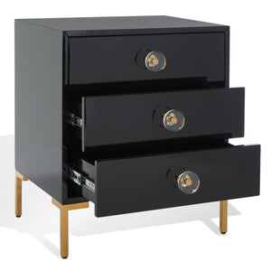 Safavieh Lucian 3-drawer Side Table In Black And Brass – Elegant Accent Piece For Modern Interiors Black ,Brass  Sfv3559a