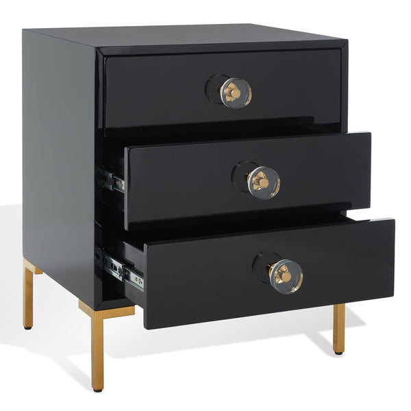Safavieh Lucian 3-drawer Side Table In Black And Brass – Elegant Accent Piece For Modern Interiors Black ,Brass  Sfv3559a