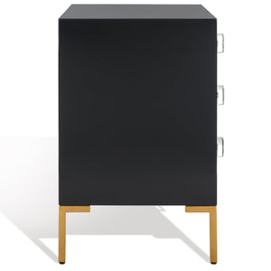 Safavieh Lucian 3-drawer Side Table In Black And Brass – Elegant Accent Piece For Modern Interiors Black ,Brass  Sfv3559a