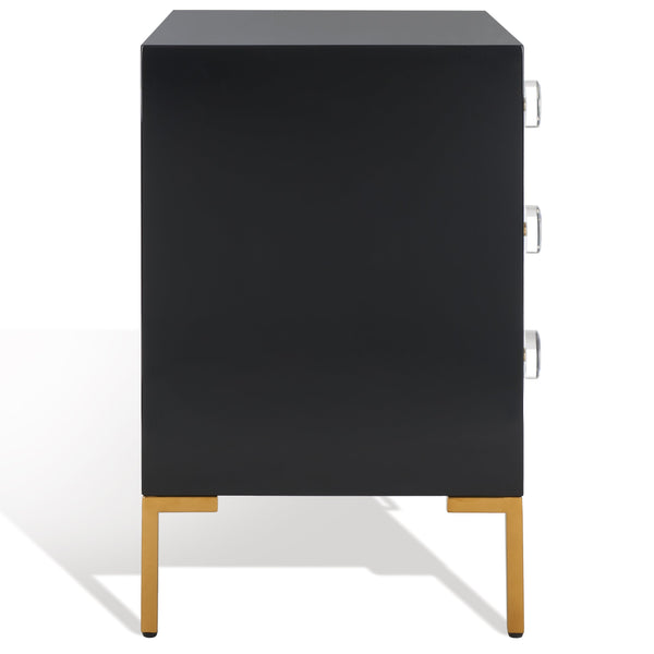 Safavieh Lucian 3-drawer Side Table In Black And Brass – Elegant Accent Piece For Modern Interiors Black ,Brass  Sfv3559a