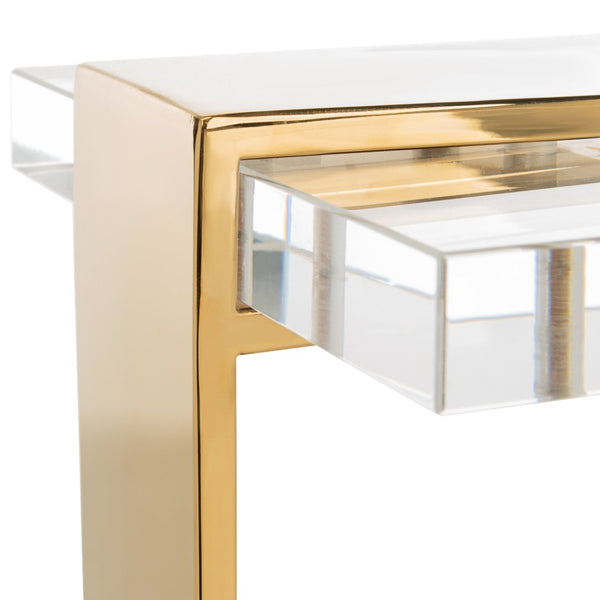 Safavieh MARS Chic Acrylic Drink Table - Clear Top & Gold Frame - Modern Minimalist Accent for Any Space SFV3563A