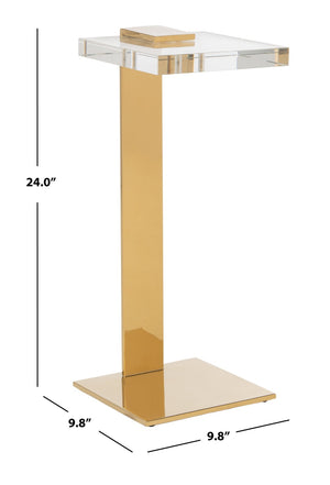 Safavieh MARS Chic Acrylic Drink Table - Clear Top & Gold Frame - Modern Minimalist Accent for Any Space SFV3563A