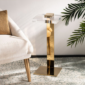 Safavieh MARS Chic Acrylic Drink Table - Clear Top & Gold Frame - Modern Minimalist Accent for Any Space SFV3563A