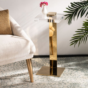 Safavieh MARS Chic Acrylic Drink Table - Clear Top & Gold Frame - Modern Minimalist Accent for Any Space SFV3563A