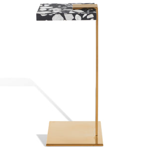 Safavieh Mars Acrylic Drink Table - Chic Brass And Black Terrazzo Design For Modern Living Room Elegance Brass ,Black Terrazzo (Cararra Marble Mixed With Resin Oil) ,Metal Sfv3563c