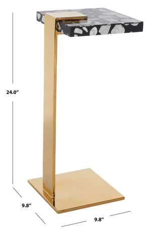 Safavieh Mars Acrylic Drink Table - Chic Brass And Black Terrazzo Design For Modern Living Room Elegance Brass ,Black Terrazzo (Cararra Marble Mixed With Resin Oil) ,Metal Sfv3563c