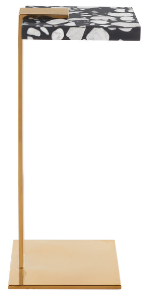 Safavieh Mars Acrylic Drink Table - Chic Brass And Black Terrazzo Design For Modern Living Room Elegance Brass ,Black Terrazzo (Cararra Marble Mixed With Resin Oil) ,Metal Sfv3563c