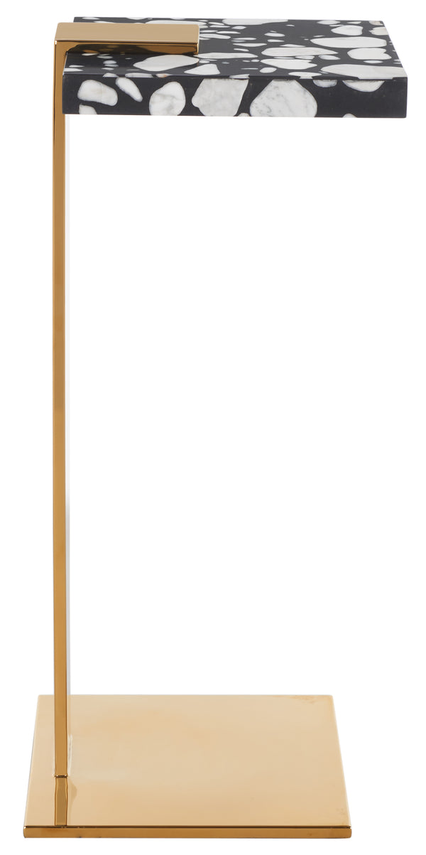 Safavieh Mars Acrylic Drink Table - Chic Brass And Black Terrazzo Design For Modern Living Room Elegance Brass ,Black Terrazzo (Cararra Marble Mixed With Resin Oil) ,Metal Sfv3563c