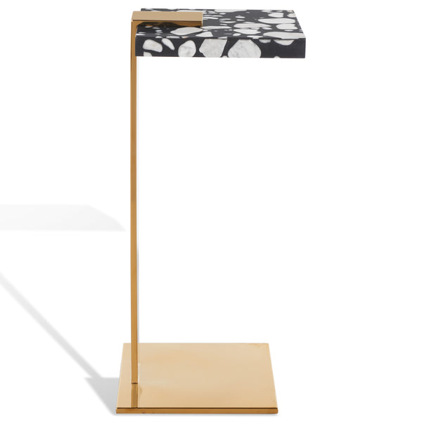 Safavieh Mars Acrylic Drink Table - Chic Brass And Black Terrazzo Design For Modern Living Room Elegance Brass ,Black Terrazzo (Cararra Marble Mixed With Resin Oil) ,Metal Sfv3563c