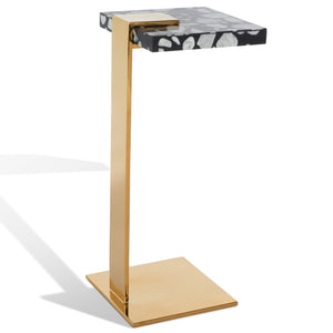 Safavieh Mars Acrylic Drink Table - Chic Brass And Black Terrazzo Design For Modern Living Room Elegance Brass ,Black Terrazzo (Cararra Marble Mixed With Resin Oil) ,Metal Sfv3563c