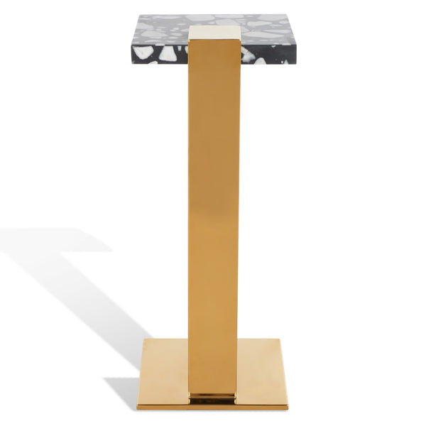 Safavieh Mars Acrylic Drink Table - Chic Brass And Black Terrazzo Design For Modern Living Room Elegance Brass ,Black Terrazzo (Cararra Marble Mixed With Resin Oil) ,Metal Sfv3563c