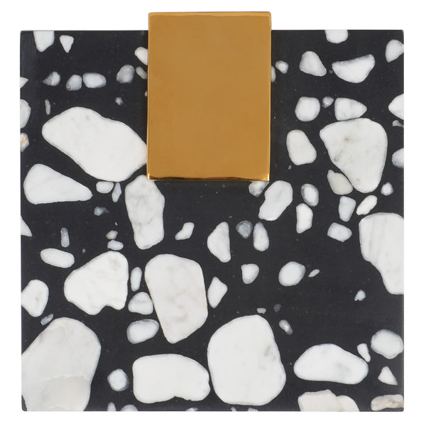 Safavieh Mars Acrylic Drink Table - Chic Brass And Black Terrazzo Design For Modern Living Room Elegance Brass ,Black Terrazzo (Cararra Marble Mixed With Resin Oil) ,Metal Sfv3563c