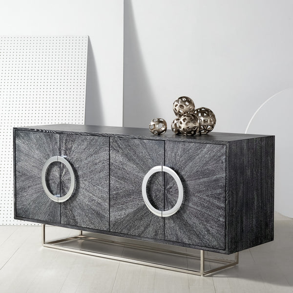 Safavieh Iggy Modern Sideboard XII23 Black Cerused Oak / Nickel Wood / Metal SFV3586B