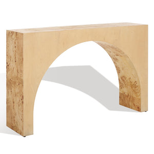 Safavieh KATELYNN Burled Mappa Console Table - Elegant Modern Design with Striking Arch for Stylish Display Natural SFV3590A