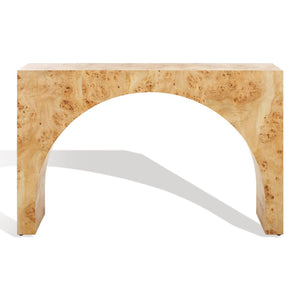 Safavieh KATELYNN Burled Mappa Console Table - Elegant Modern Design with Striking Arch for Stylish Display Natural SFV3590A