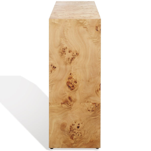 Safavieh KATELYNN Burled Mappa Console Table - Elegant Modern Design with Striking Arch for Stylish Display Natural SFV3590A