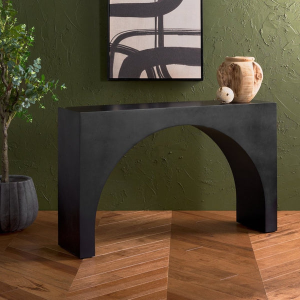 Safavieh KATELYNN Burled Mappa Console Table - Elegant Modern Design with Striking Arch for Stylish Display Grey SFV3590B
