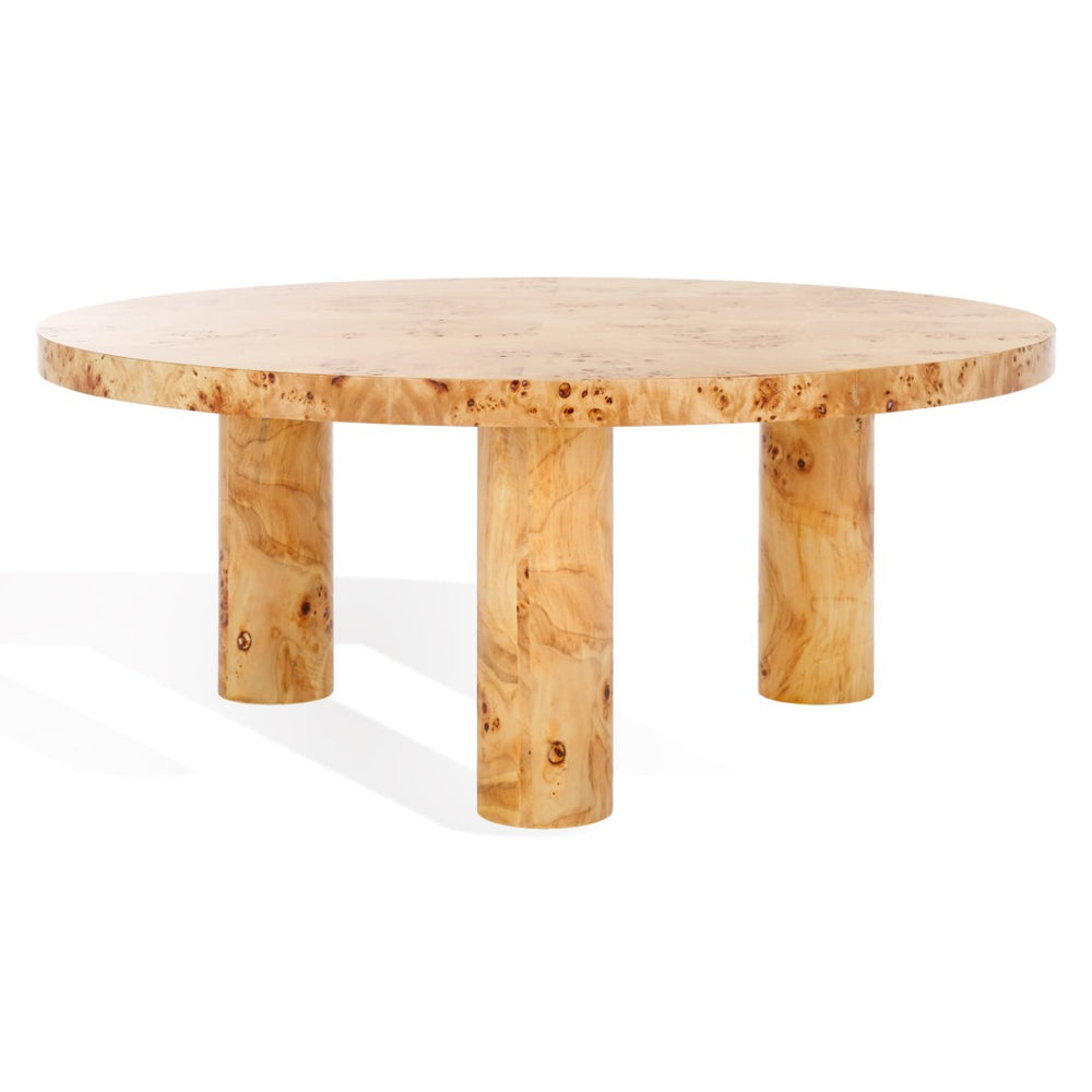 Safavieh EVERBELLA Burled Mappa Coffee Table – Natural Finish with Unique Grain, Modern Design & Stability SFV3591A