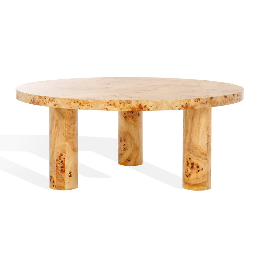 Safavieh EVERBELLA Burled Mappa Coffee Table – Natural Finish with Unique Grain, Modern Design & Stability SFV3591A