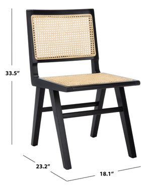Safavieh HATTIE French Cane Dining Chair - Timeless Charm with Ergonomic Comfort for Elegant Dining Spaces Black / Natural SFV4101A-SET2